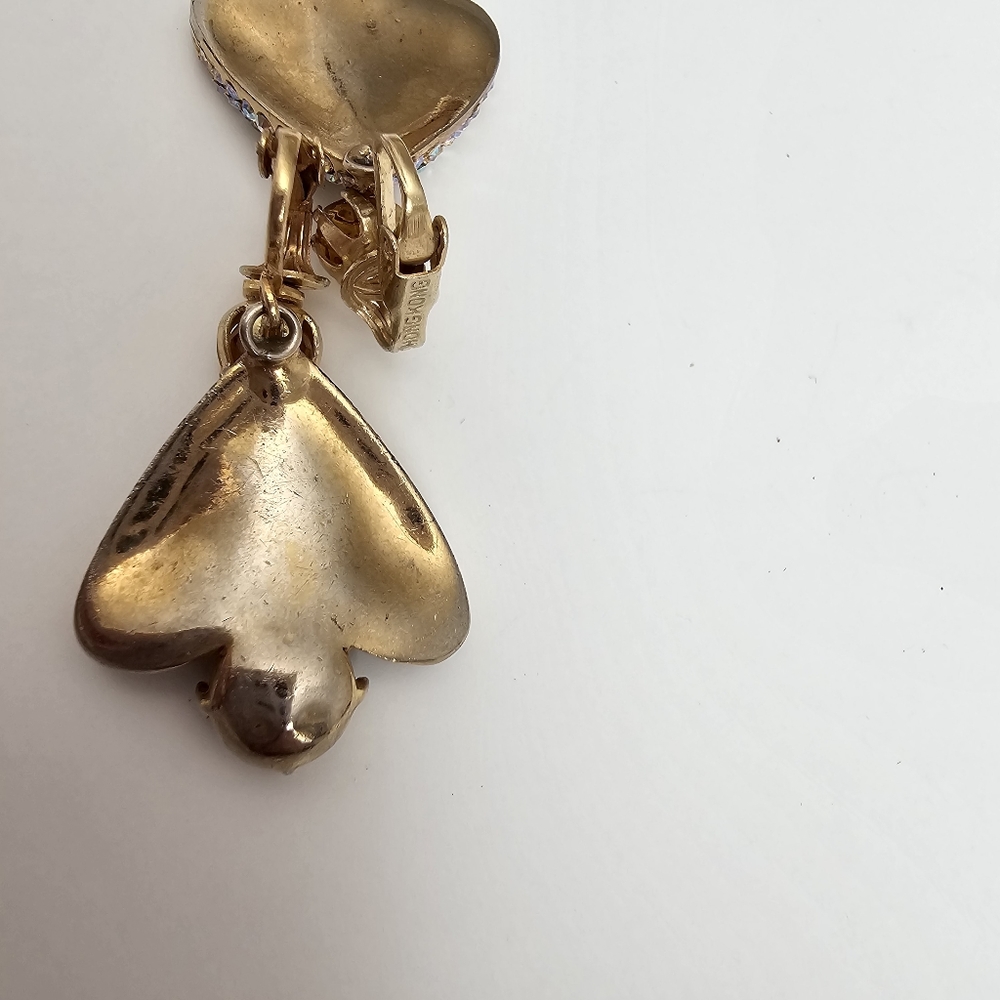 Vintage 1960s Hong Kong AB Rhinestone Screw-Back Earrings - Iridescent AB - Picture 4 of 7